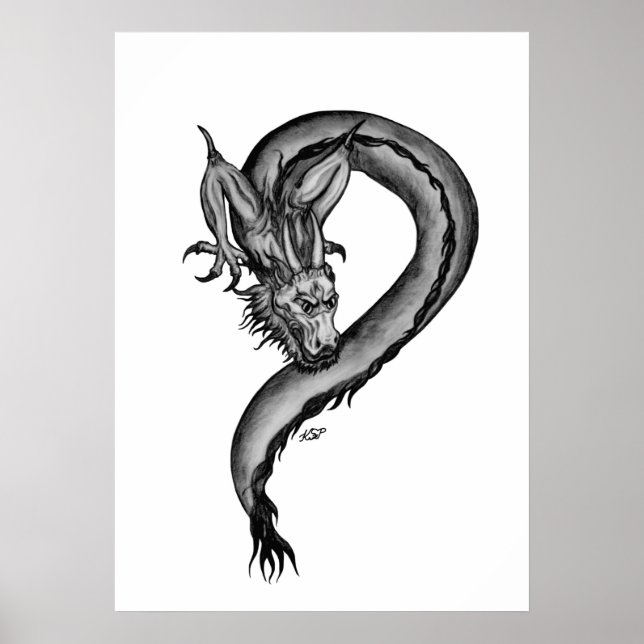 Dragon in Tattoo Style Poster (Front)