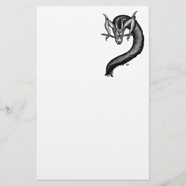 Dragon in Tattoo Style Stationery (Front)