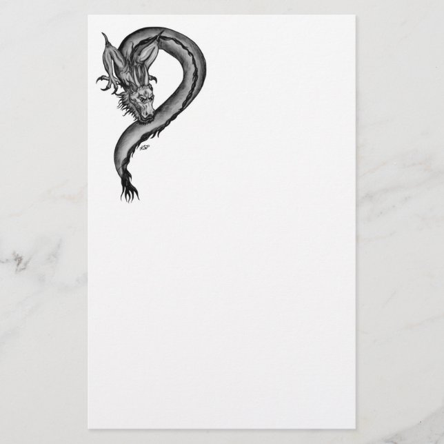 Dragon in Tattoo Style Stationery (Front)