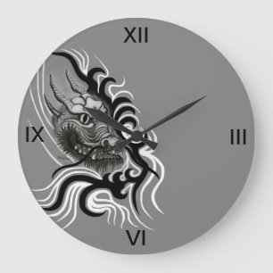 Dragon in Tattoostyle Large Clock