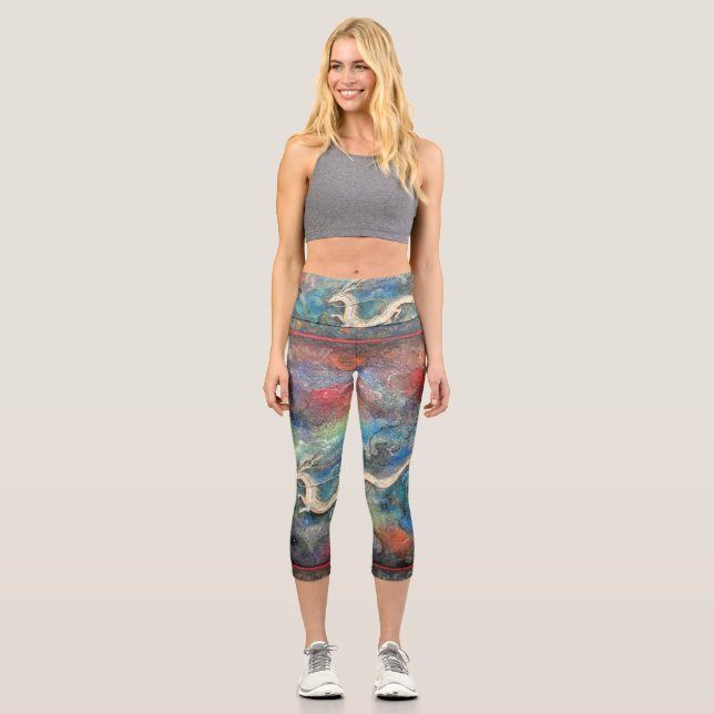 Dragon in the Clouds Capri Leggings (Front)