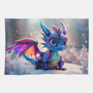 Dragon in the snow. tea towel