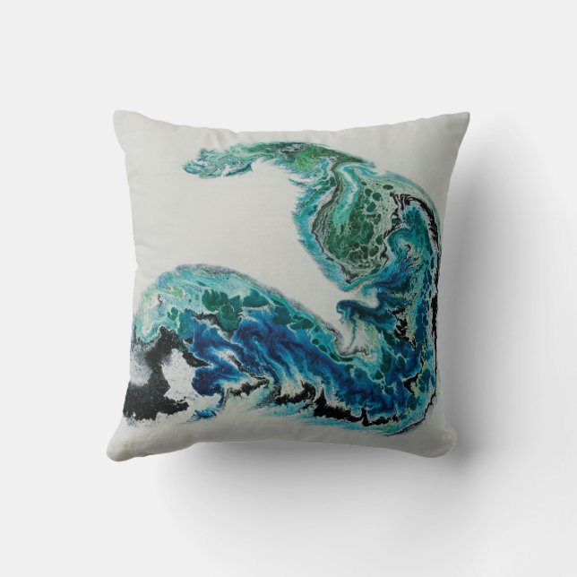 “Dragon in the Waves – Abstract Ocean Energy Cushion (Back)