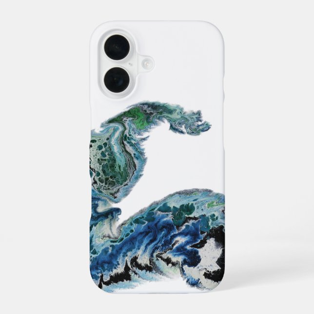 Dragon in the Waves – Abstract Ocean Energy iPhone 16 Case (Back)