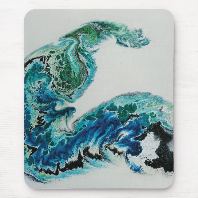 Dragon in the Waves – Abstract Ocean  Mouse Pad (Front)