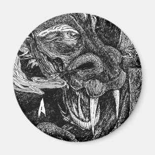 Dragon 'initial' fridge magnet round