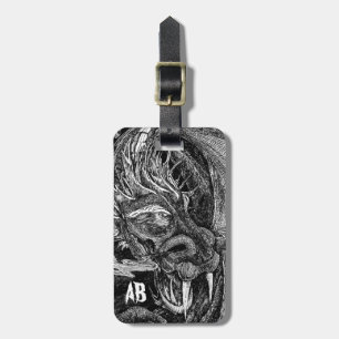Dragon 'initials' luggage tag 2 sides