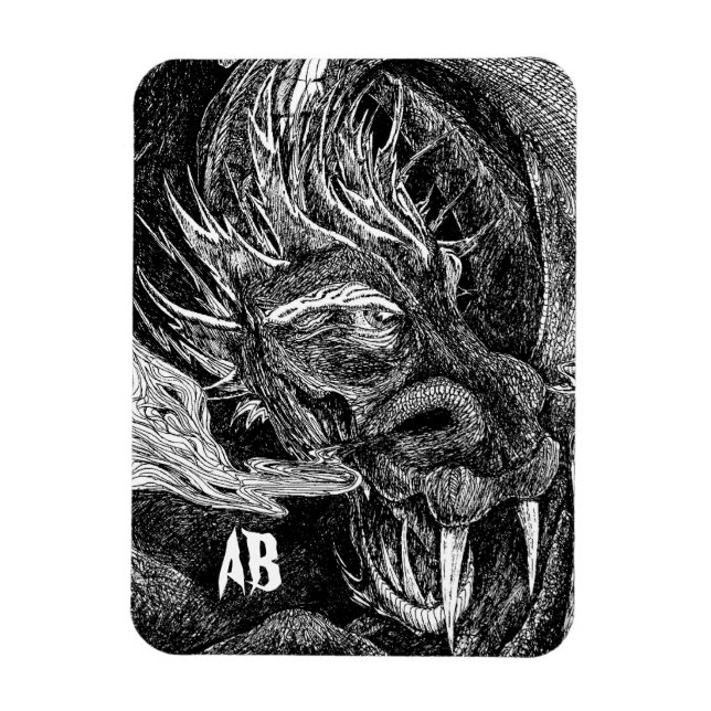Dragon 'initials' premium magnet (Vertical)