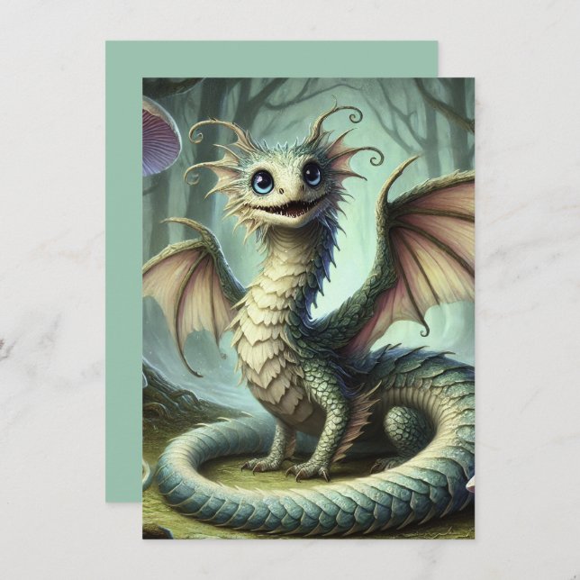 Dragon Jabberwocky Cute Fantasy Creature Art (Front/Back)