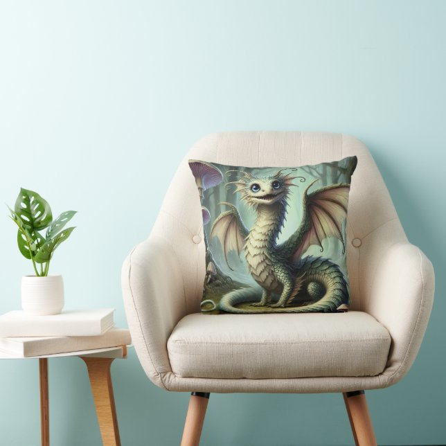 Dragon Jabberwocky Cute Fantasy Creature Art Cushion (Chair)