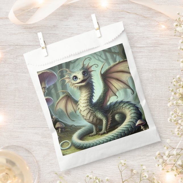 Dragon Jabberwocky Cute Fantasy Creature Art Favour Bag (Clipped)