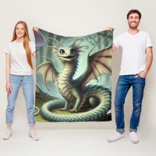 Dragon Jabberwocky Cute Fantasy Creature Art Fleece Blanket