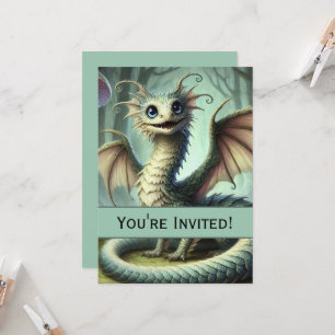 Dragon Jabberwocky Cute Fantasy Creature Art Invitation