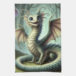 Dragon Jabberwocky Cute Fantasy Creature Art Tea Towel