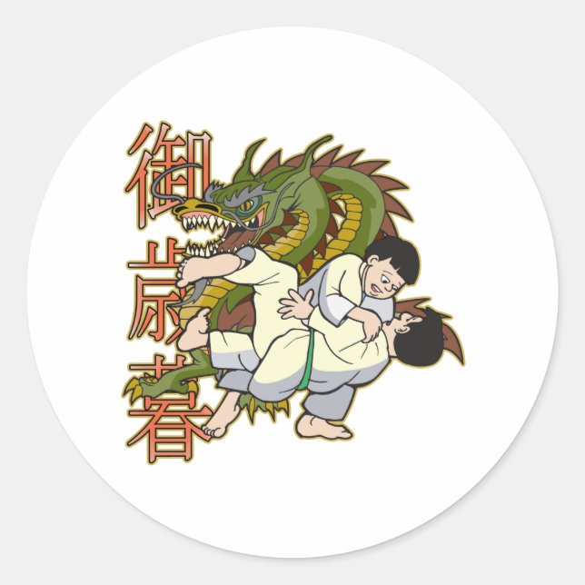 Dragon Karate Fighters Classic Round Sticker (Front)
