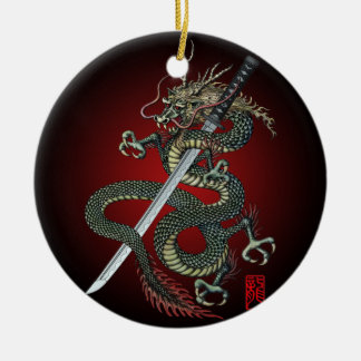 Dragon katana ceramic ornament