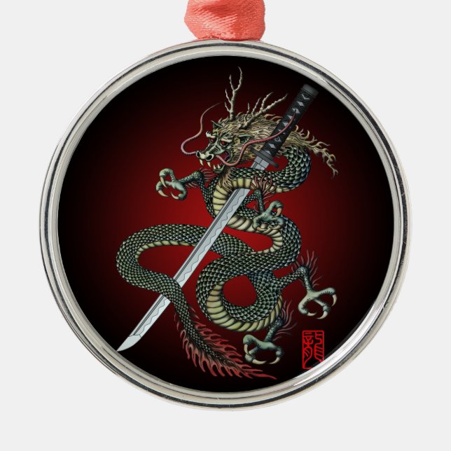 Dragon katana metal tree decoration (Front)