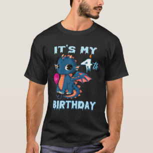 Dragon Kids Kids 4Th Birthday Tee Boy Girl 4 Years