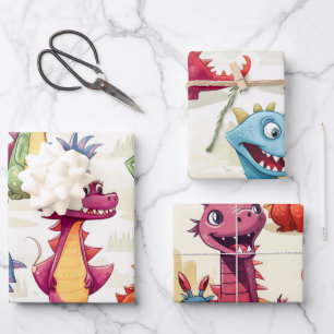 Dragon Kids Wrapping Paper Sheet