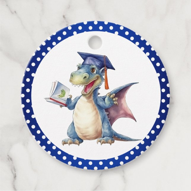 Dragon Kindergarten Graduate Circle Favour Tags (Front)