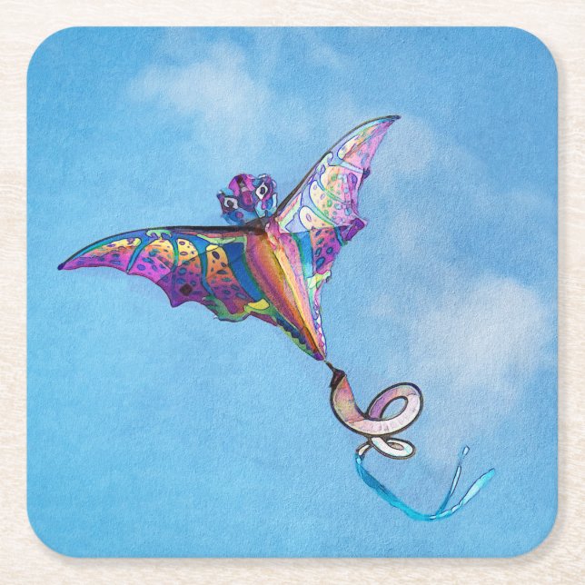 Dragon Kite  Square Paper Coaster (Front)
