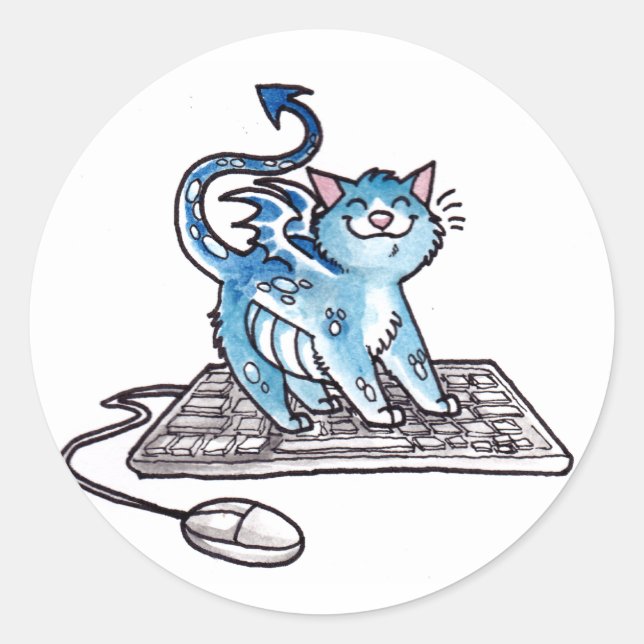 Dragon Kitty Classic Round Sticker (Front)