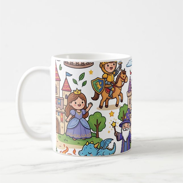 Dragon Knight Castle Mug – Fairy Tale Pattern (Left)