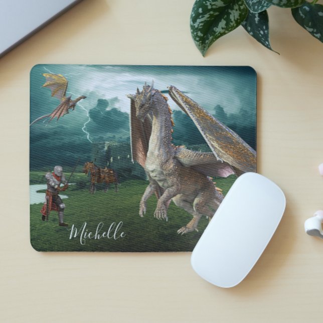 Dragon Knight Mediaeval Castle Fantasy Personalise Mouse Pad (Creator Uploaded)