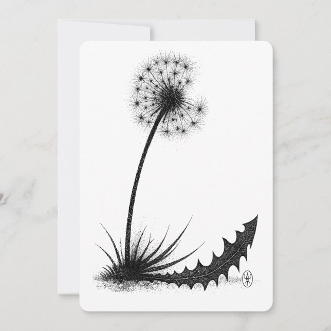 Dragon‑Leaf Dandelion • Haunted Ink Botanical Invitation (Front)