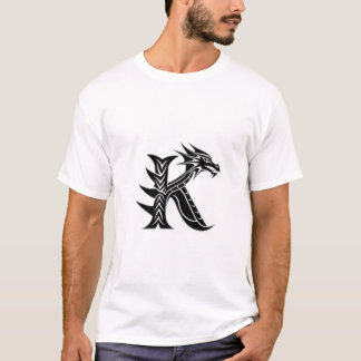 Dragon Letter K – Sharp Dragon Initial Design T-Shirt