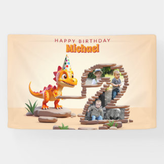 Dragon Little Dino | 2nd Birthday Big Number Photo Banner