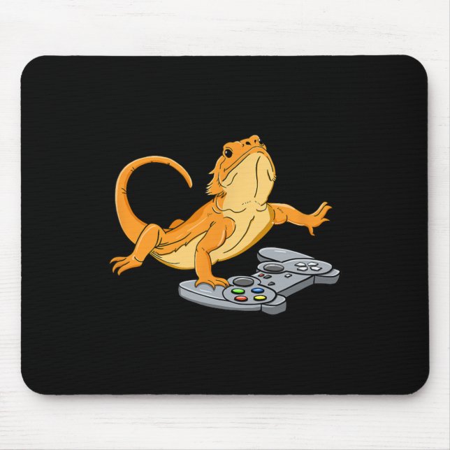 Dragon Lizard Gamer Video Game Gecko  Mouse Pad (Front)