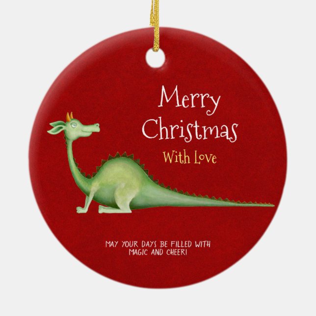 Dragon Looking Back Ceramic Ornament (Back)