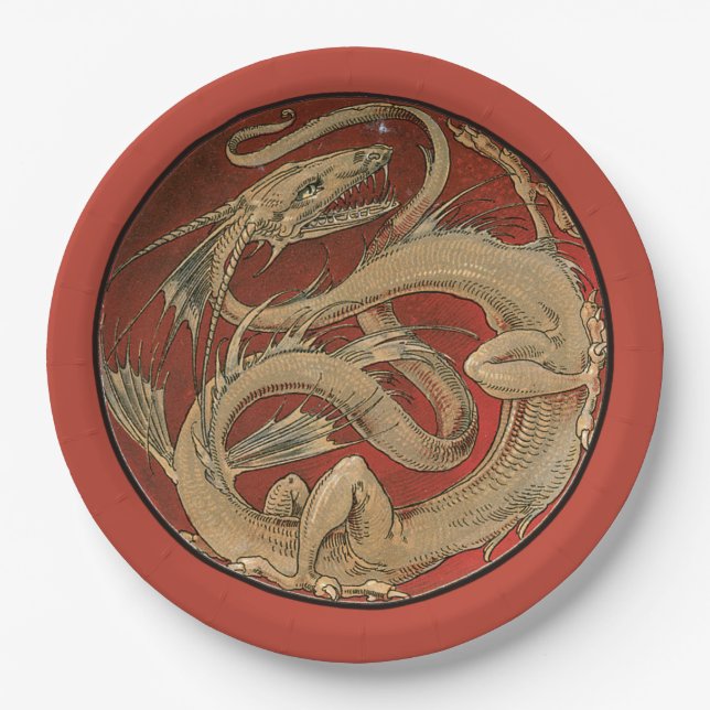 Dragon Lore - Art Nouveau Paper Plate (Front)