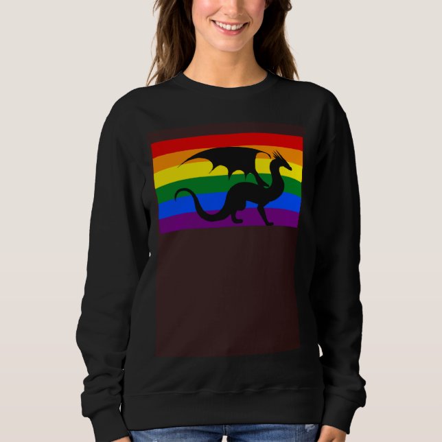 Dragon Love Gay Pride Flag Aesthetic Mythical Fant Sweatshirt (Front)
