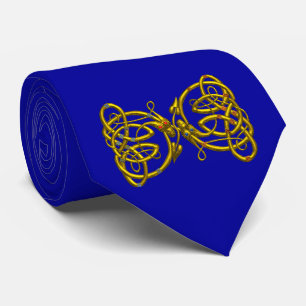 DRAGON LOVE / Gold Blue Celtic Knots Tie
