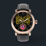 DRAGON LOVE/ GOLD CELTIC KNOTS GEMSTONE MONOGRAM WATCH<br><div class="desc">Elegant 3D ptnk ruby gem stone with gold Celtic dragons  .Very accurated 3D modelling and rendering  by Bulgan Lumini (c).Part from series Hyper Talismans.</div>