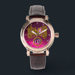 DRAGON LOVE/ GOLD CELTIC KNOTS GEMSTONE MONOGRAM WATCH<br><div class="desc">Elegant 3D ptnk ruby gem stone with gold Celtic dragons  .Very accurated 3D modelling and rendering  by Bulgan Lumini (c).Part from series Hyper Talismans.</div>
