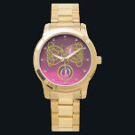 DRAGON LOVE/ GOLD CELTIC KNOTS GEMSTONE MONOGRAM WATCH<br><div class="desc">Elegant 3D ptnk ruby gem stone with gold Celtic dragons  .Very accurated 3D modelling and rendering  by Bulgan Lumini (c).Part from series Hyper Talismans.</div>