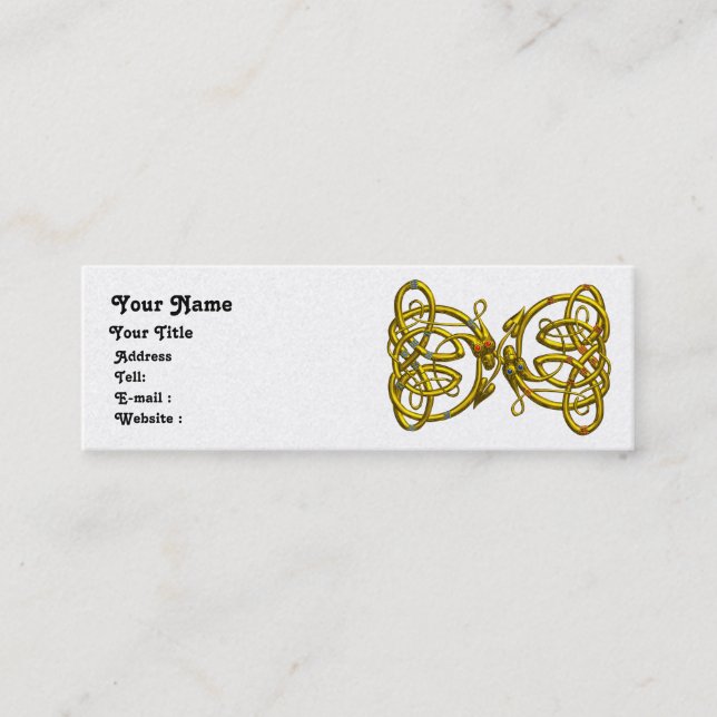 DRAGON LOVE ,gold metallic paper Mini Business Card (Front)