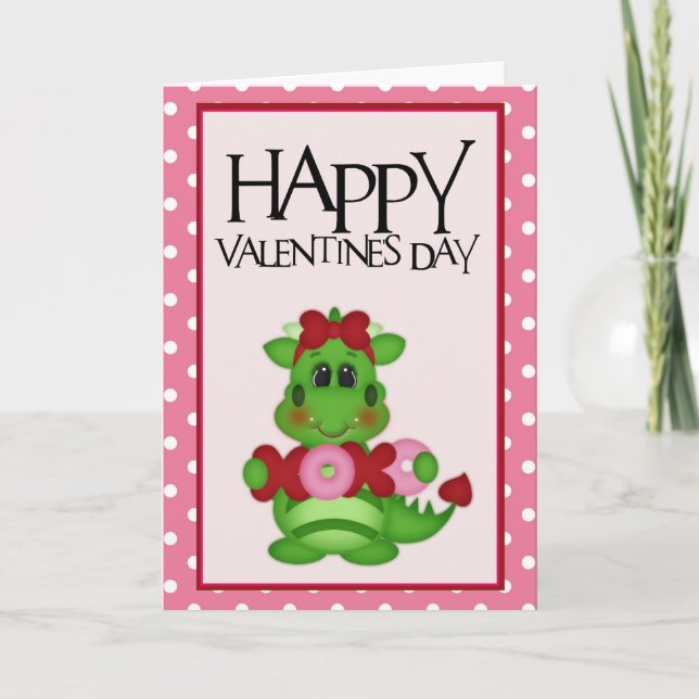 Dragon Love Happy Valentine's Day Greeting Card 1 (Front)