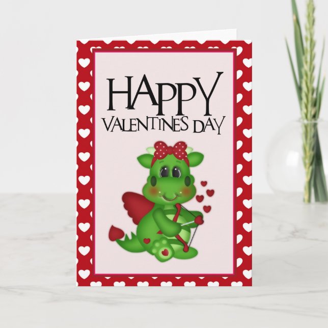 Dragon Love Happy Valentine's Day Greeting Card 2 (Front)