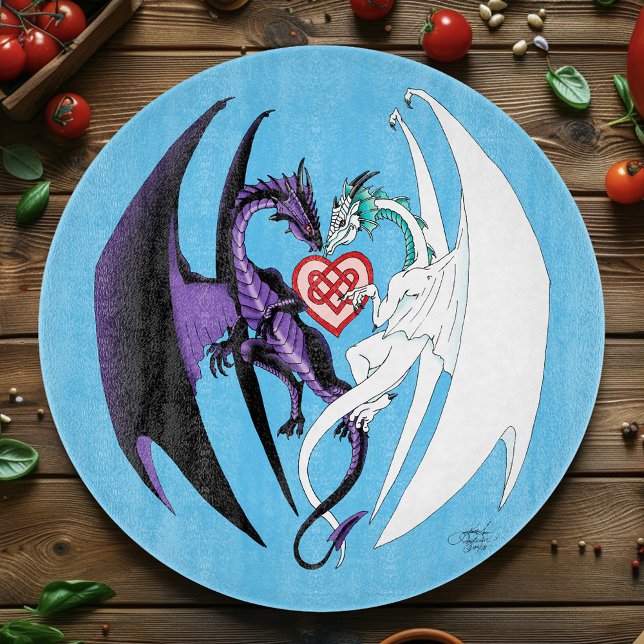 Dragon Love Heart Blue Cutting Board (Creator Uploaded)