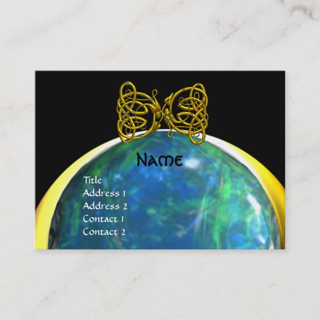 DRAGON LOVE opale yellow black green blue Business Card (Front)