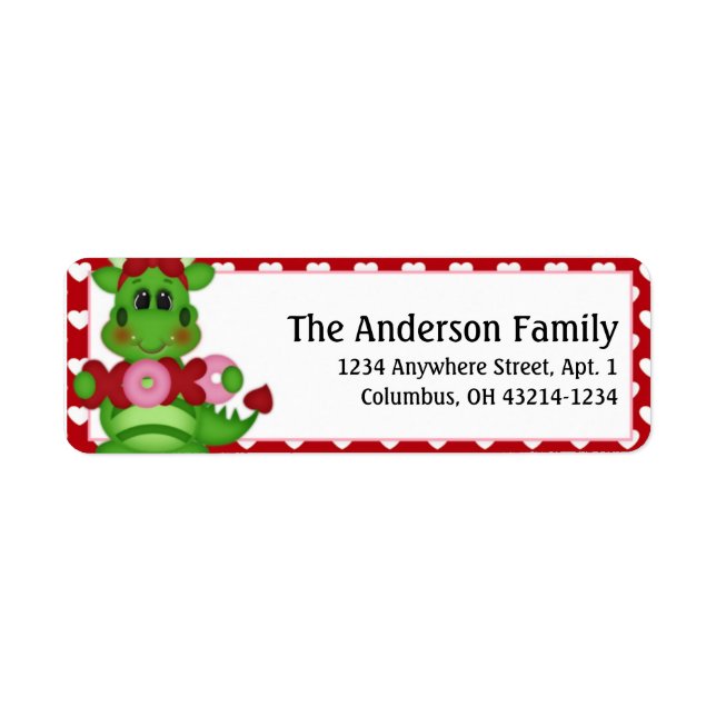Dragon Love Valentine's Day Address Labels d4 (Front)