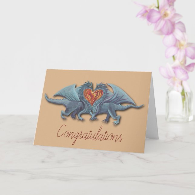 Dragon Love Wedding/Engagement Congratulations Card (Orchid)