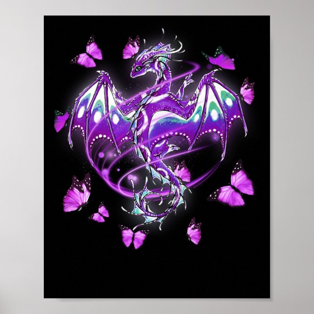 Dragon Magical Purple Butterfly Poster (Front)