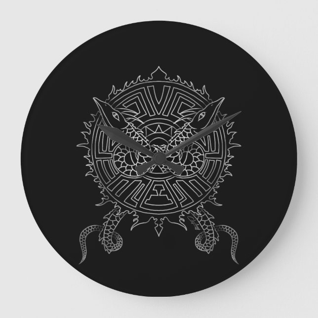 Dragon Mandala Tattoo Design Large Clock (Front)