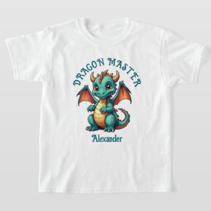 Dragon Master Cute Green Dragon Personalise T-Shirt