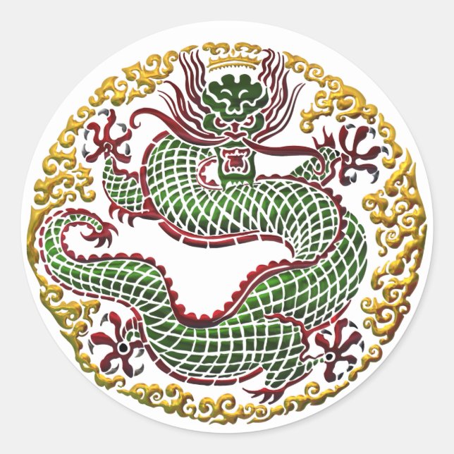 Dragon Medallion Classic Round Sticker (Front)